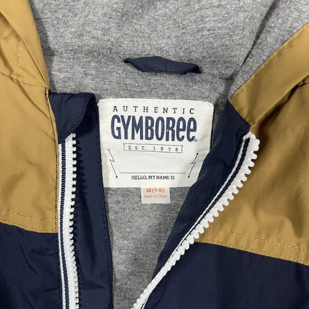 Gymboree Zip Up Hooded Rain Jacket Windbreaker Boys Size 7 8 Medium Navy